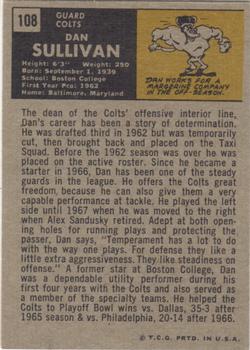 1971 Topps #108 Dan Sullivan Back