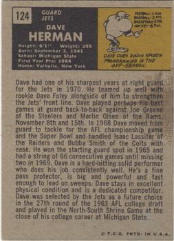 1971 Topps #124 Dave Herman Back