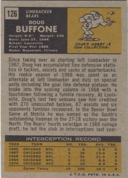 1971 Topps #126 Doug Buffone Back