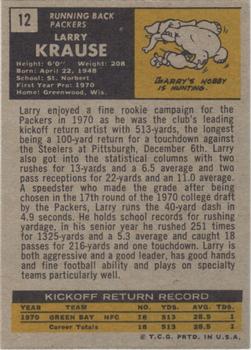 1971 Topps #12 Larry Krause Back
