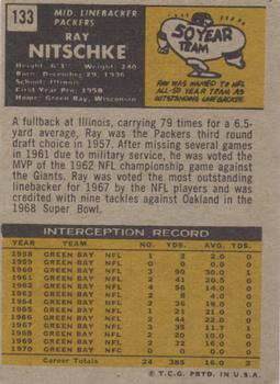 1971 Topps #133 Ray Nitschke Back