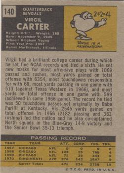 1971 Topps #140 Virgil Carter Back