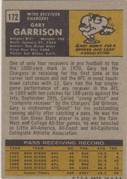 1971 Topps #172 Gary Garrison Back