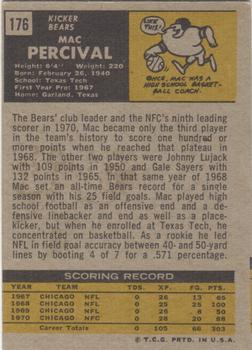 1971 Topps #176 Mac Percival Back