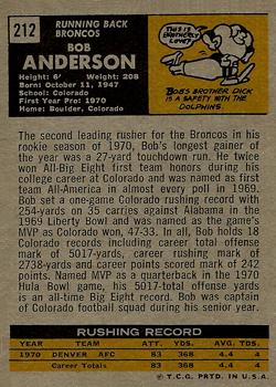 1971 Topps #212 Bob Anderson Back
