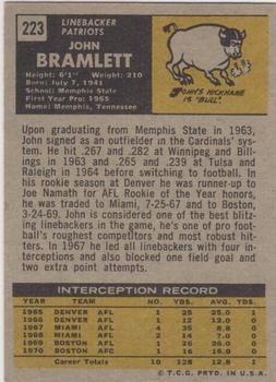1971 Topps #223 John Bramlett Back