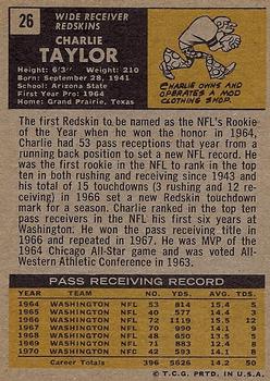 1971 Topps #26 Charley Taylor Back