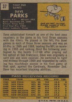 1971 Topps #37 Dave Parks Back