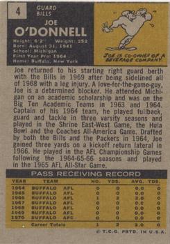 1971 Topps #4 Joe O'Donnell Back