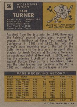 1971 Topps #56 Bake Turner Back