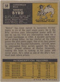 1971 Topps #58 George Byrd Back