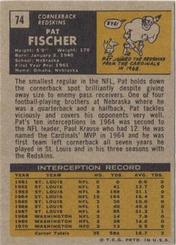 1971 Topps #74 Pat Fischer Back