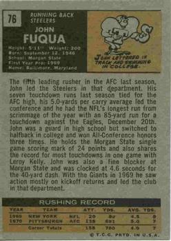 1971 Topps #76 John Fuqua Back