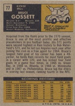 1971 Topps #77 Bruce Gossett Back