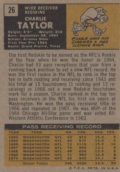 1971 Topps #26 Charley Taylor Back