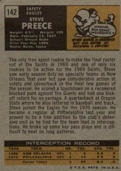1971 Topps #142 Steve Preece Back