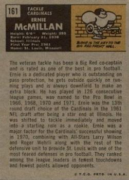 1971 Topps #161 Ernie McMillan Back