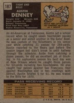 1971 Topps #187 Austin Denney Back