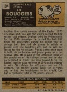 1971 Topps #194 Lee Bouggess Back