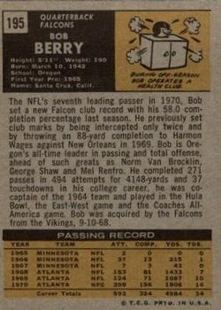 1971 Topps #195 Bob Berry Back