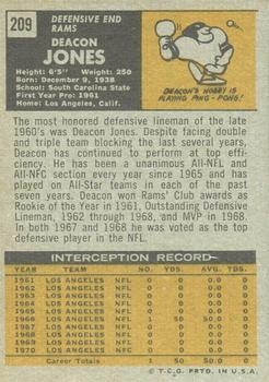 1971 Topps #209 Deacon Jones Back