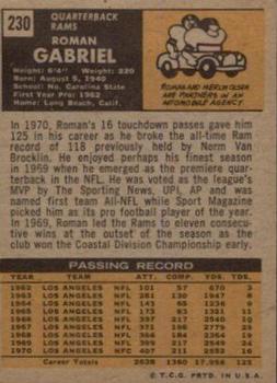 1971 Topps #230 Roman Gabriel Back