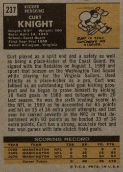 1971 Topps #237 Curt Knight Back