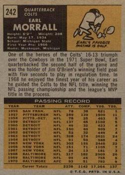 1971 Topps #242 Earl Morrall Back