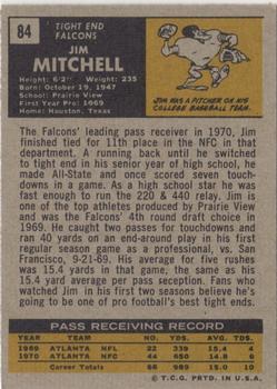 1971 Topps #84 Jim Mitchell Back