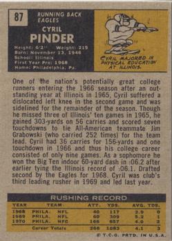 1971 Topps #87 Cyril Pinder Back