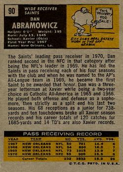 1971 Topps #90 Dan Abramowicz Back