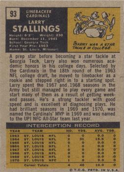 1971 Topps #93 Larry Stallings Back