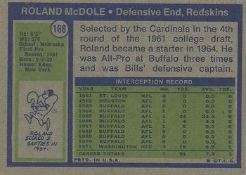 1972 Topps #168 Roland McDole Back
