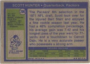 1972 Topps #206 Scott Hunter Back