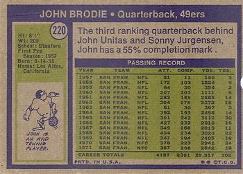 1972 Topps #220 John Brodie Back