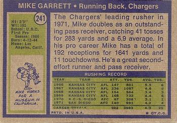 1972 Topps #241 Mike Garrett Back