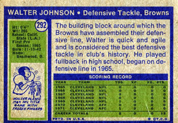 1972 Topps #292 Walter Johnson Back