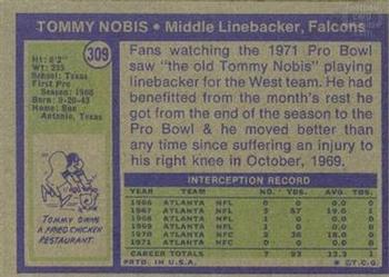 1972 Topps #309 Tommy Nobis Back