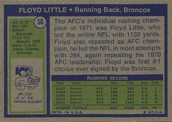 1972 Topps #50 Floyd Little Back