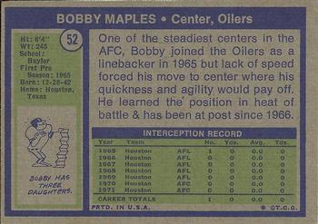1972 Topps #52 Bobby Maples Back