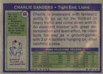 1972 Topps #60 Charlie Sanders Back