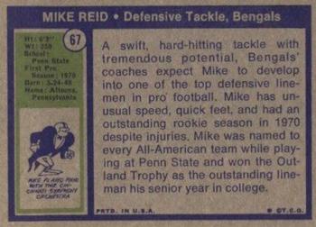 1972 Topps #67 Mike Reid Back