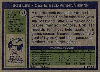1972 Topps #71 Bob Lee Back