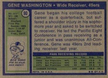 1972 Topps #90 Gene Washington Back