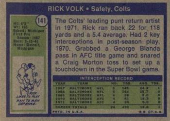 1972 Topps #141 Rick Volk Back