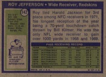 1972 Topps #142 Roy Jefferson Back