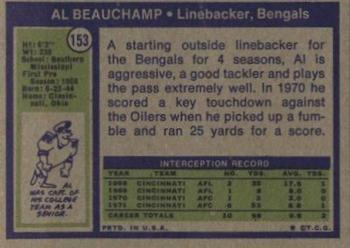 1972 Topps #153 Al Beauchamp Back