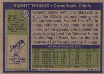 1972 Topps #157 Emmitt Thomas Back