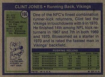 1972 Topps #166 Clint Jones Back