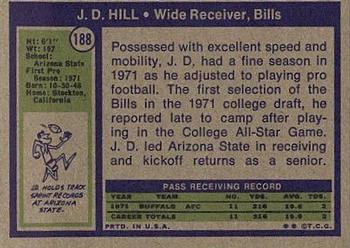 1972 Topps #188 J.D. Hill Back